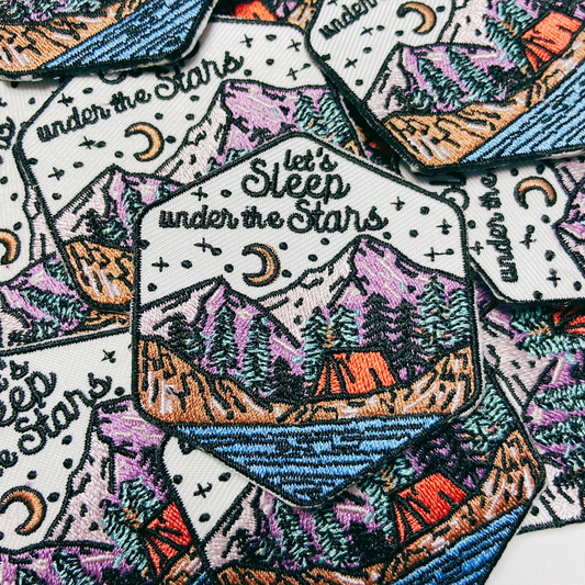 2.25" Let's Sleep Under The Stars - Embroidered Hat Patch