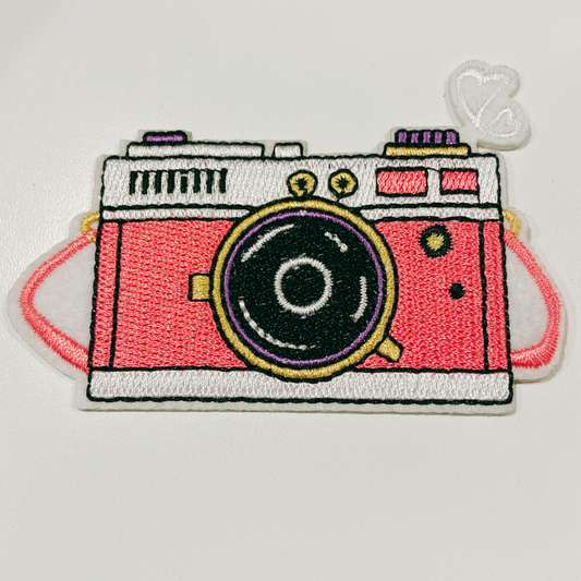 3.5" Pink Camera -  Embroidered Hat Patch