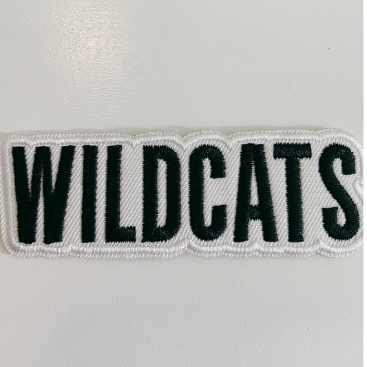 4" WILDCATS White and Black  -  Embroidered Hat Patch