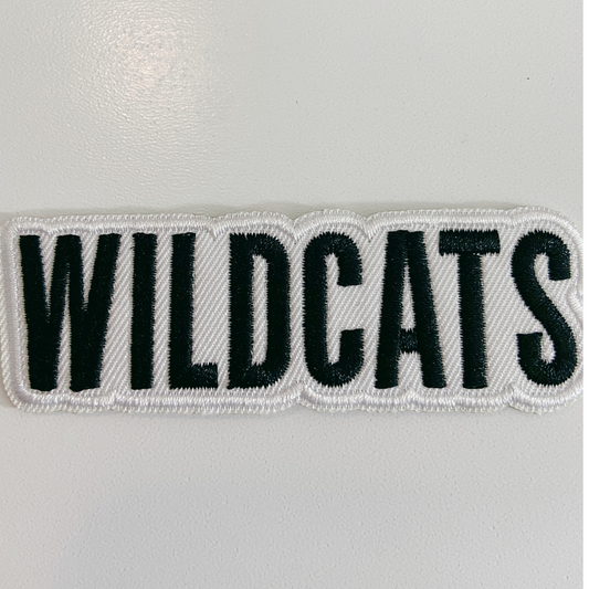4" WILDCATS White and Black - Embroidered Hat Patch