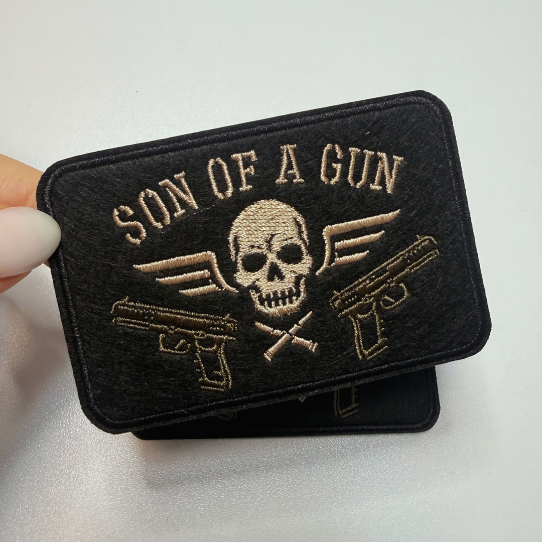 3.5" Sun of a Gun  -  Embroidered Hat Patch