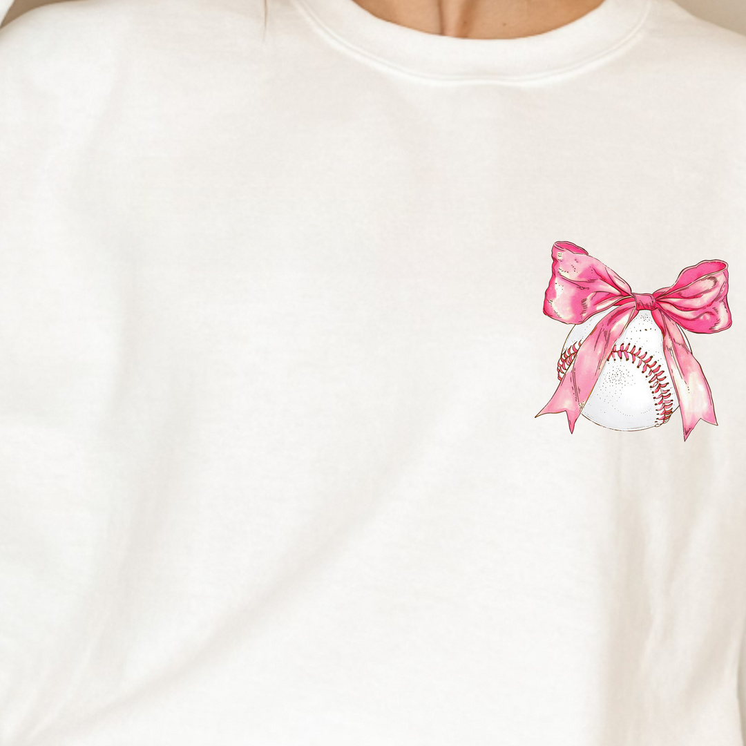 (shirt not included) Baseball Bow Pink - DTF (COLD PEEL)