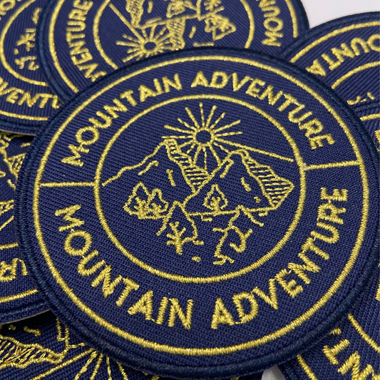 3" Round Mountain Adventure Metallic Detail  -  Embroidered Hat Patch