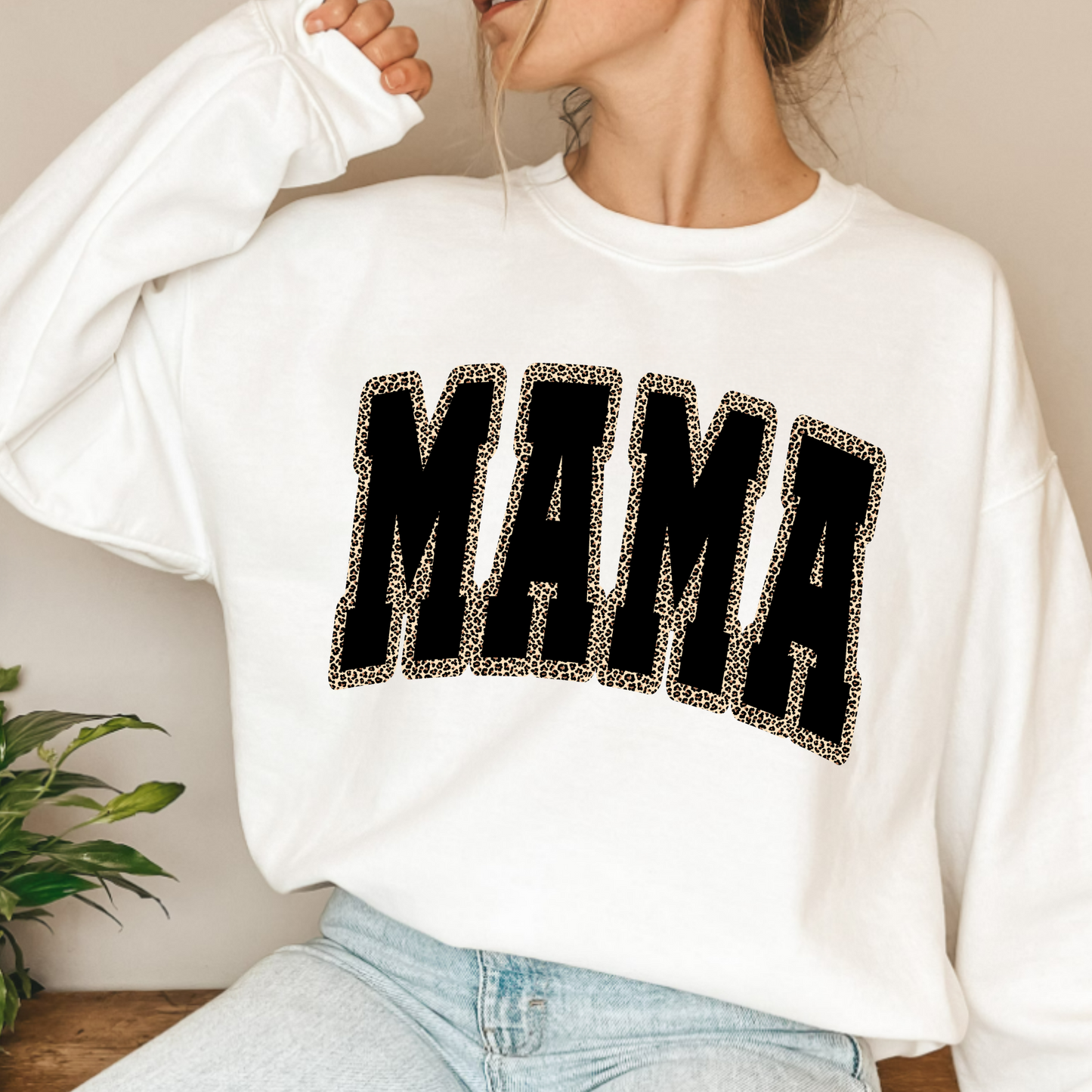 (Shirt Not Included) MAMA in Black or White & Animal Print -  Clear Film Transfer