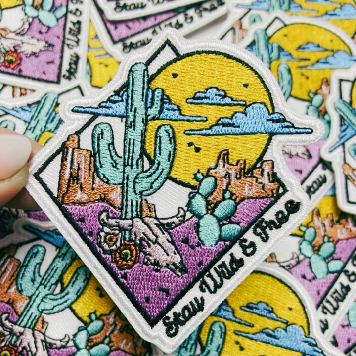 3" Stay Wild &amp; Free  - Embroidered Hat Patch