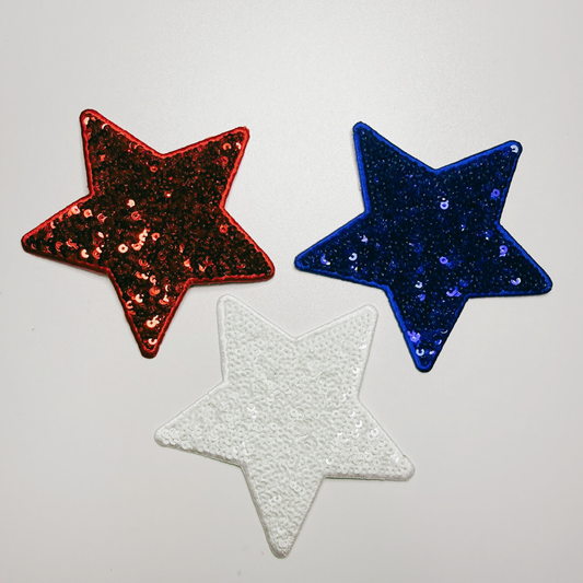 4" ROYAL BLUE Star - Sequin Embroidered Hat Patch