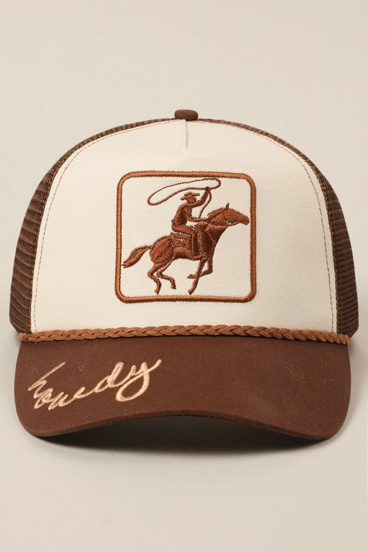 Howdy Cowboy  - Embroidered Hat BROWN