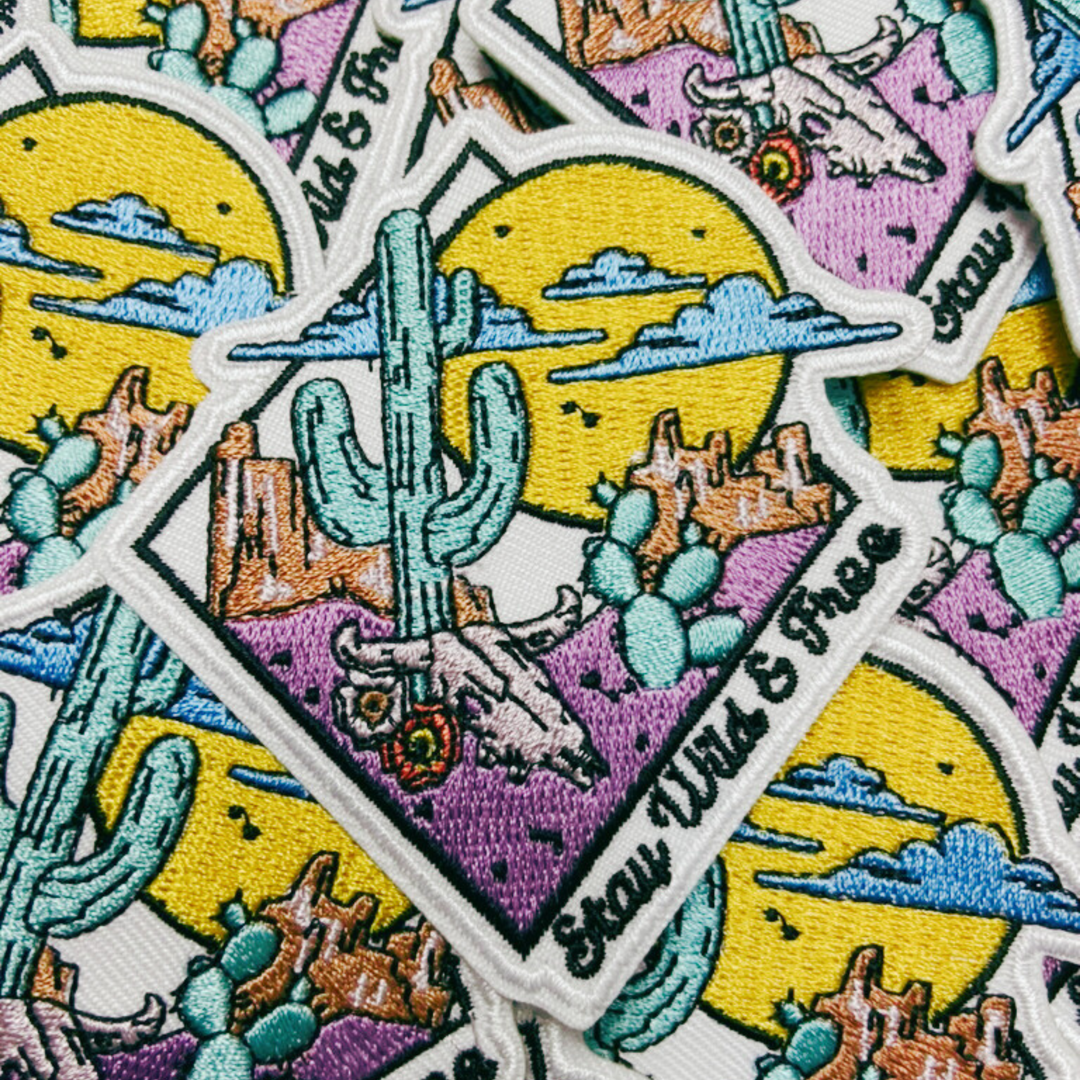3" Stay Wild &amp; Free  - Embroidered Hat Patch
