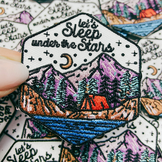 2.25" Let's Sleep Under The Stars - Embroidered Hat Patch