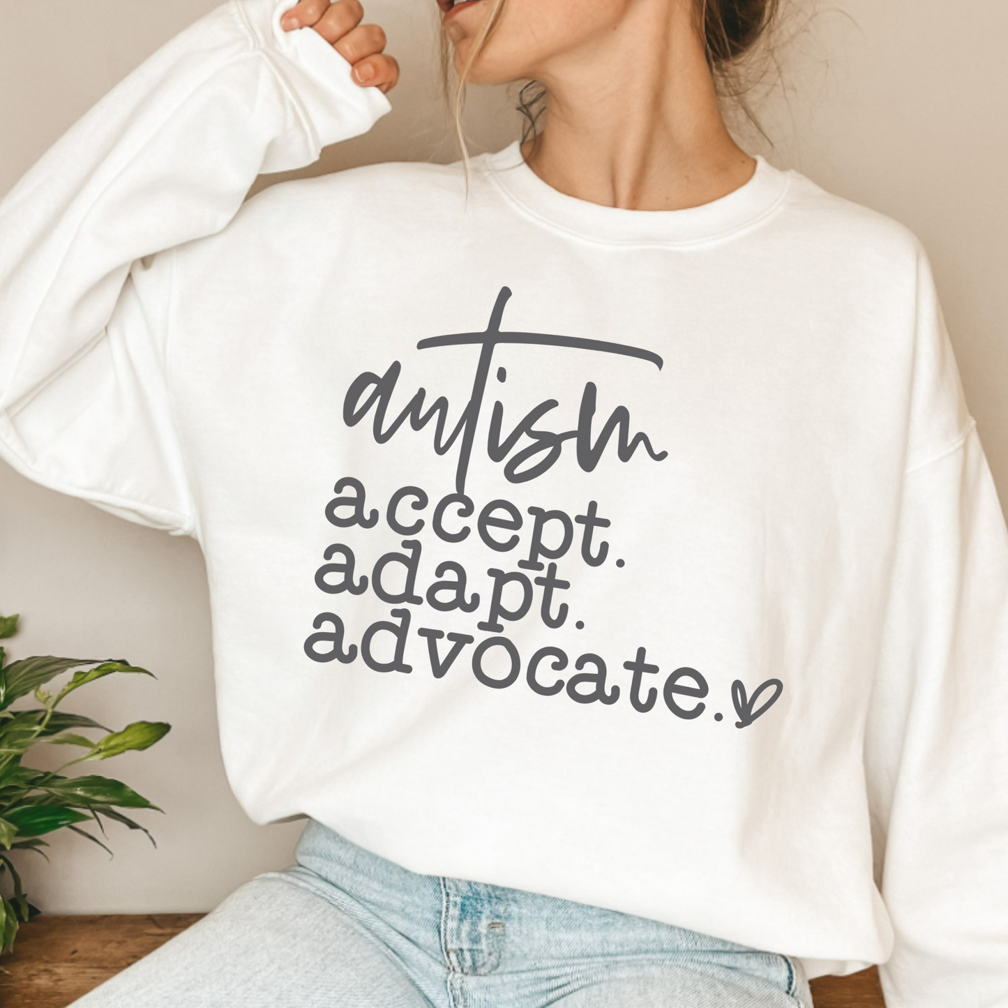 (shirt not included) Autism. accept. adapt. advocate - Metallic Platinum - Screen print Transfer