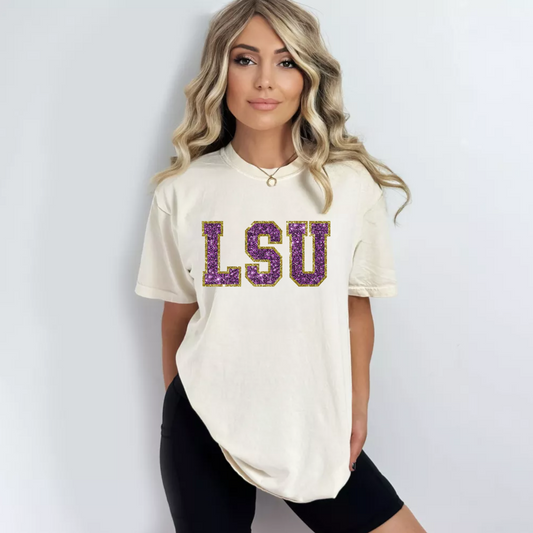 (Shirt not included) Faux Sequin LSU - Clear Film Transfer
