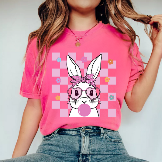 (Shirt not included) Groovy Bunny  -  Matte Clear Film Transfer