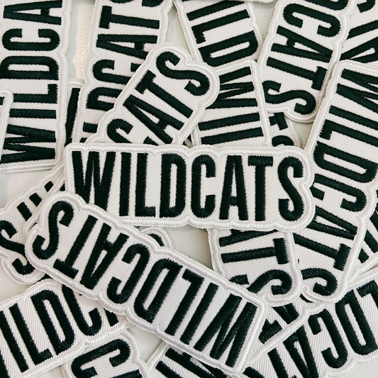 4" WILDCATS White and Black - Embroidered Hat Patch