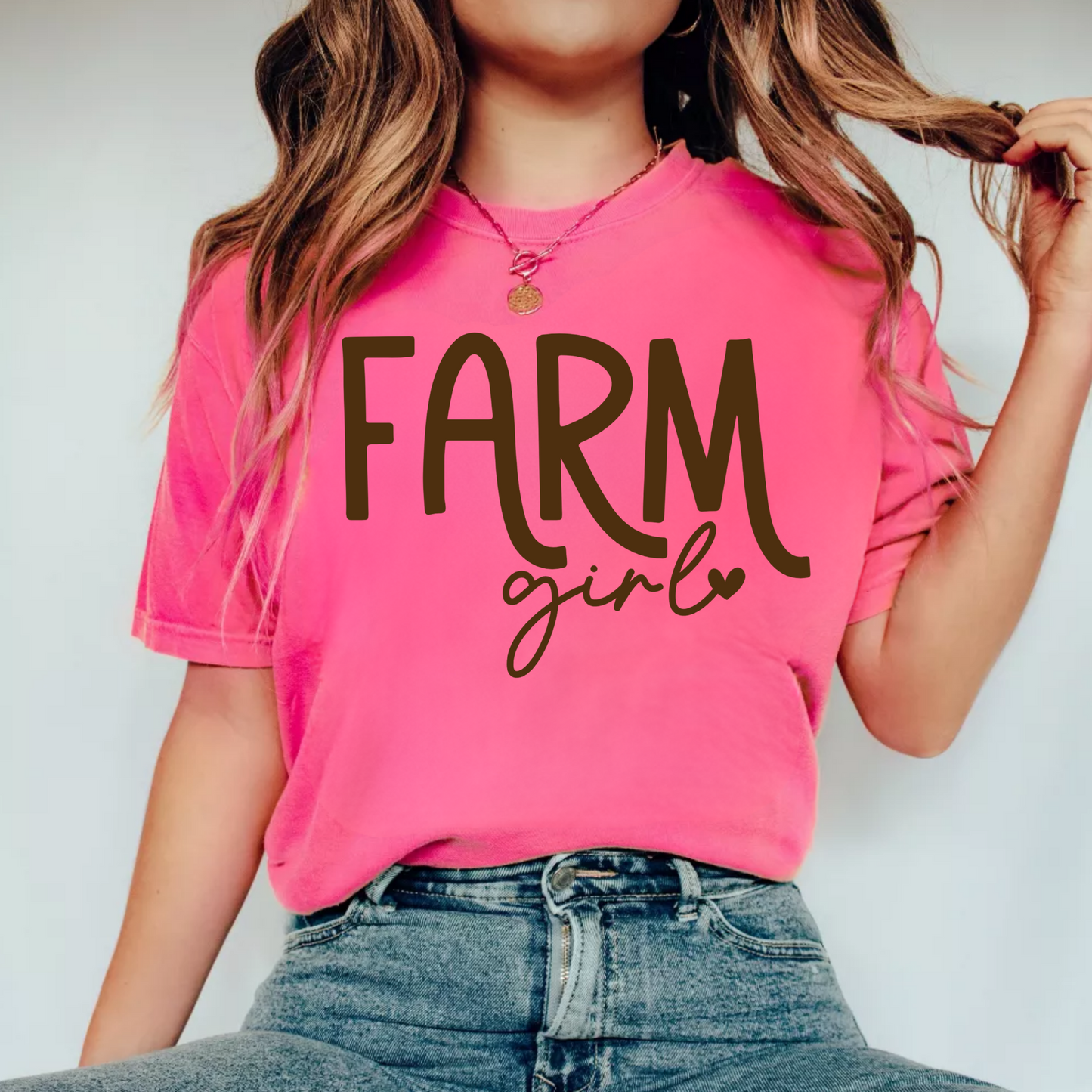 (Shirt not included) Farm Girl - Dark Brown Screen print Transfer