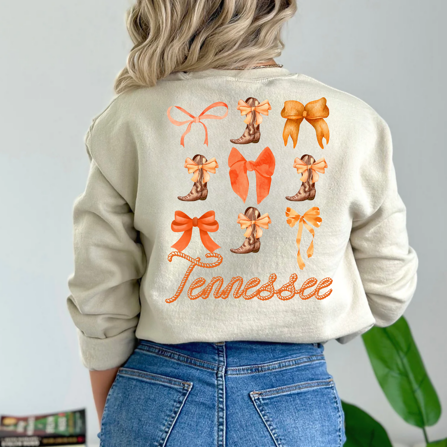 (shirt not included) Tennessee boots and Bows - Clear Film Transfer