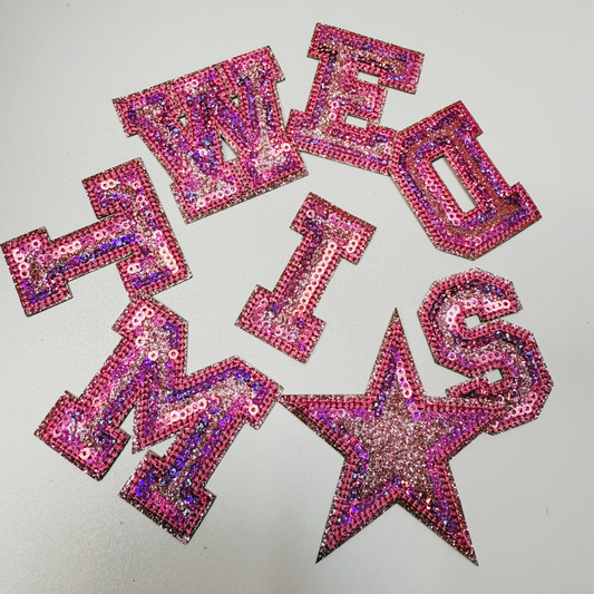 2" Glitter Sequin Letters - Embroidered Hat Patch