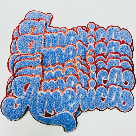 10.5" America Chenille Patch in Blue - Chenille Patch
