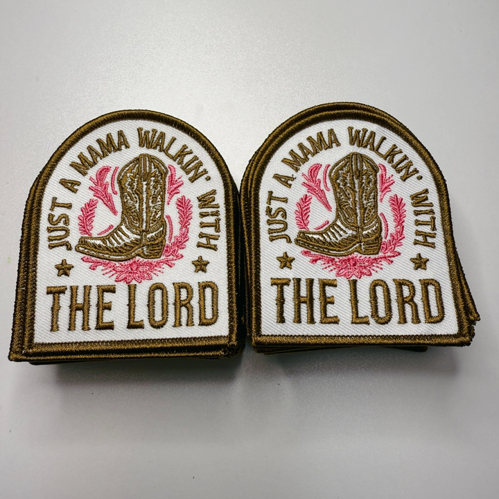 3" Just a Mama Walkin With the LORD -  Embroidered Hat Patch