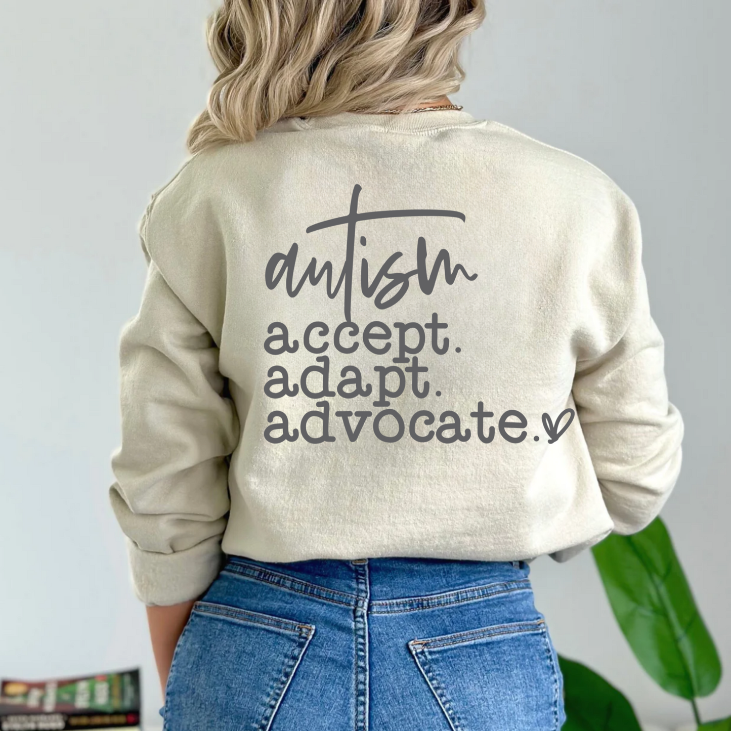 (shirt not included) Autism. accept. adapt. advocate - Metallic Platinum - Screen print Transfer