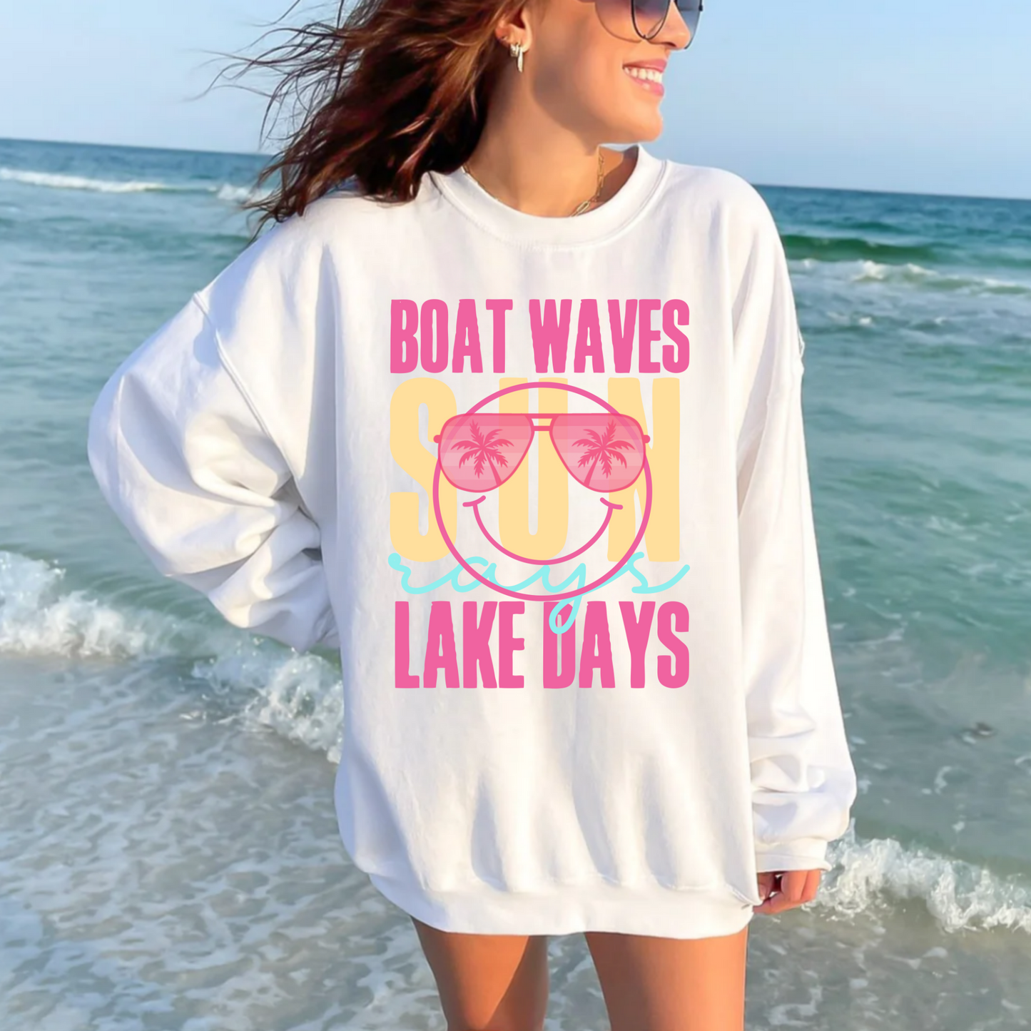(Shirt not included) Boat Waves Lake Days -  Clear Film Transfer