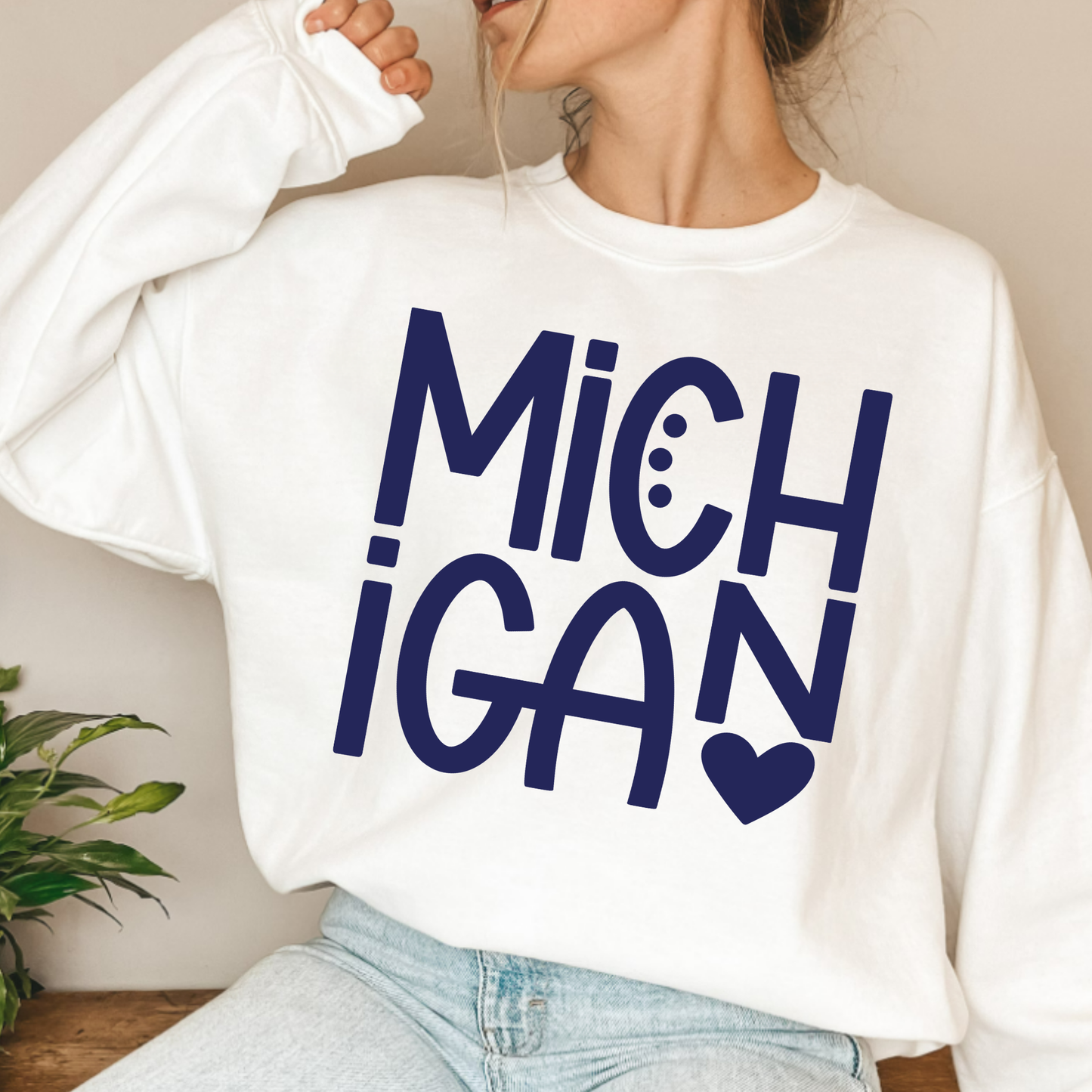 (shirt not included) Michigan Heart in Navy Blue -  Screen print Transfer