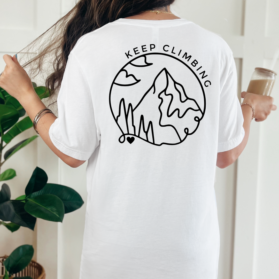 (shirt not included) Keep Climbing w/ Pocket size you can do hard things - Screen print Transfer