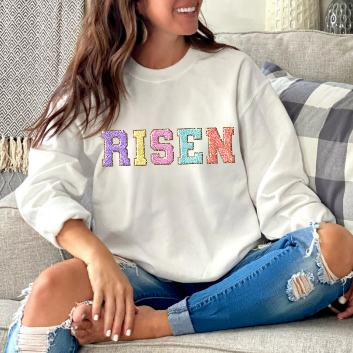 (Shirt not included) Faux Patch - RISEN -  Matte Clear Film Transfer