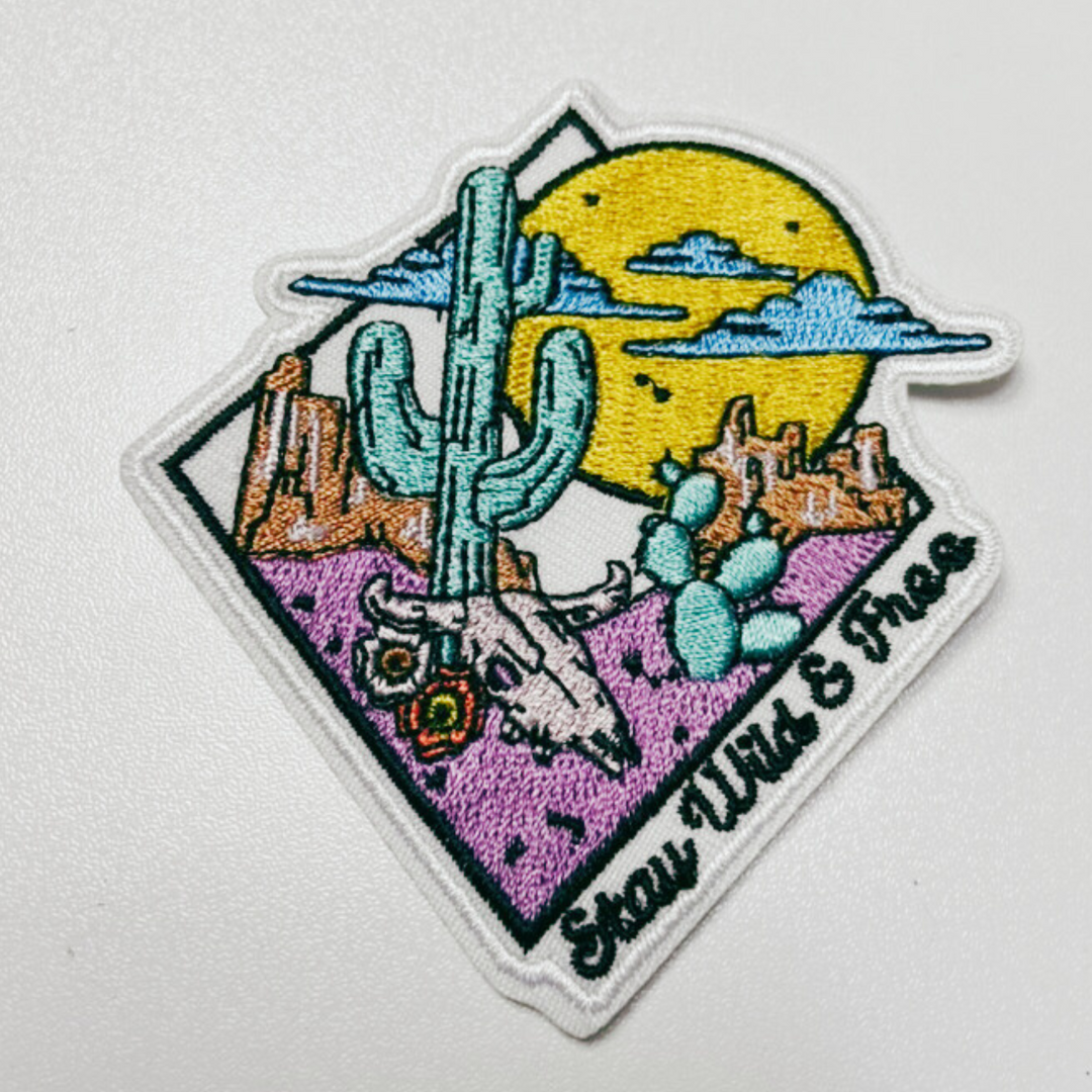 3" Stay Wild &amp; Free  - Embroidered Hat Patch
