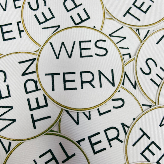 3" Round WES TERN - Embroidered Hat Patch