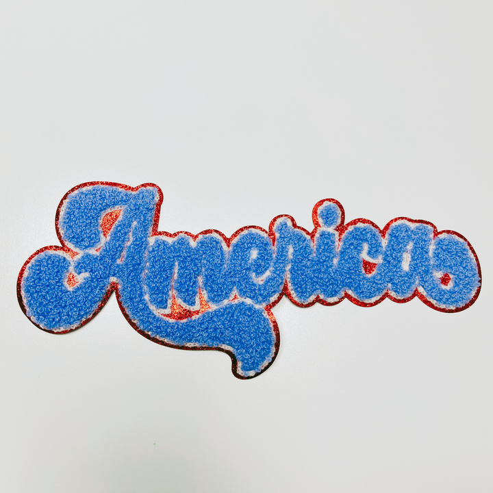 10.5" America Chenille Patch in Blue - Chenille Patch