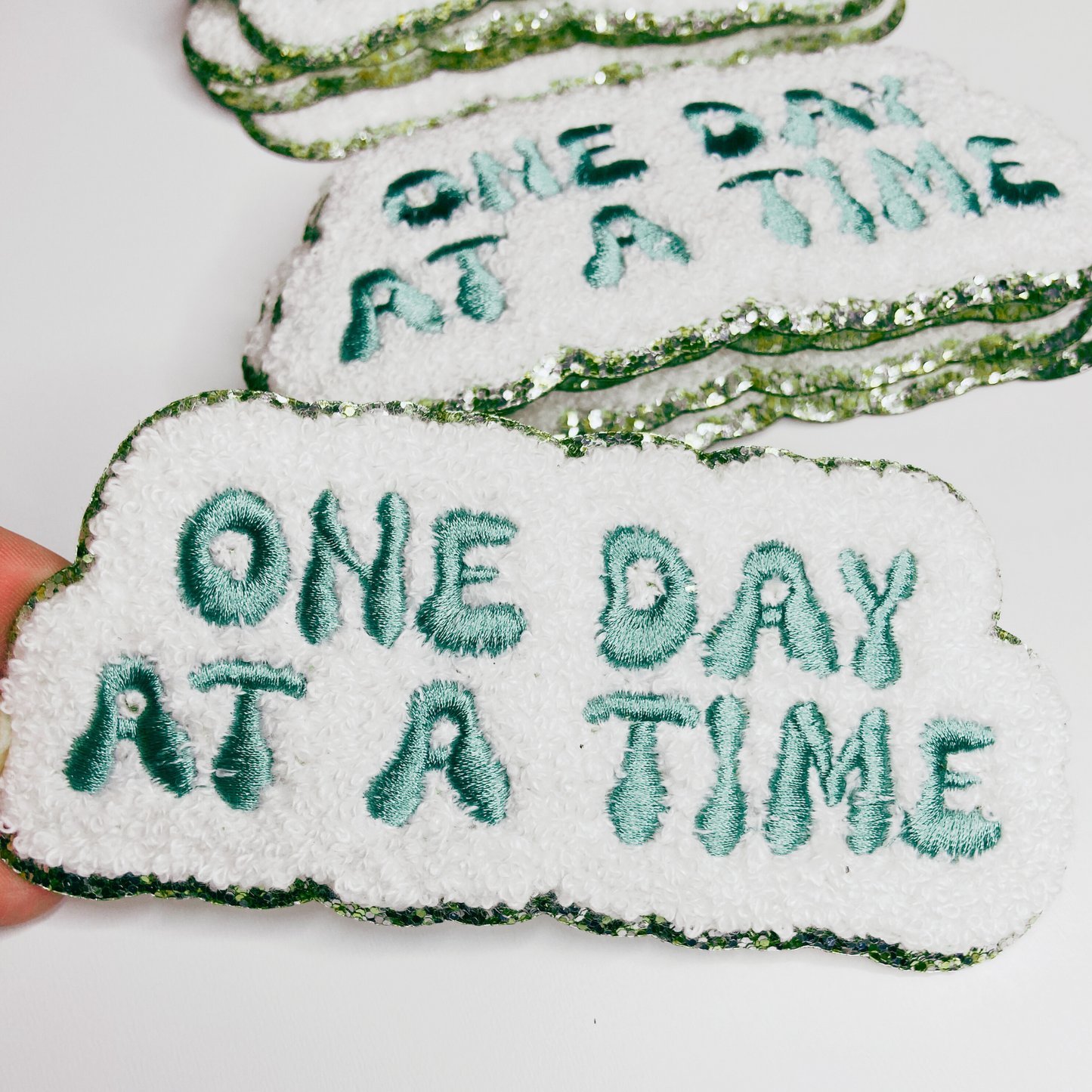 4” One Day at a Time with Embroidery detail - Chenille Patch