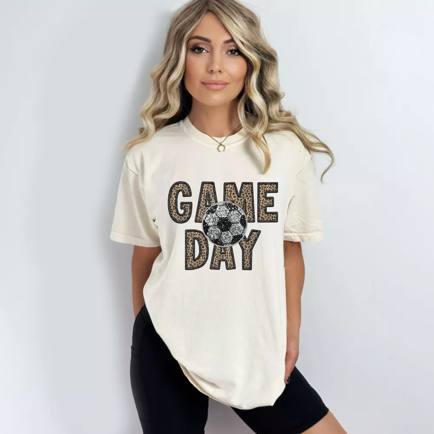 (shirt not included) Faux sequin patch GAME DAY SOCCER - Clear Film Transfer