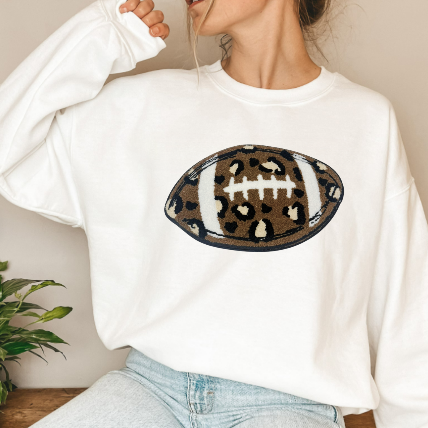 11” FOOTBALL animal print - Chenille Patch