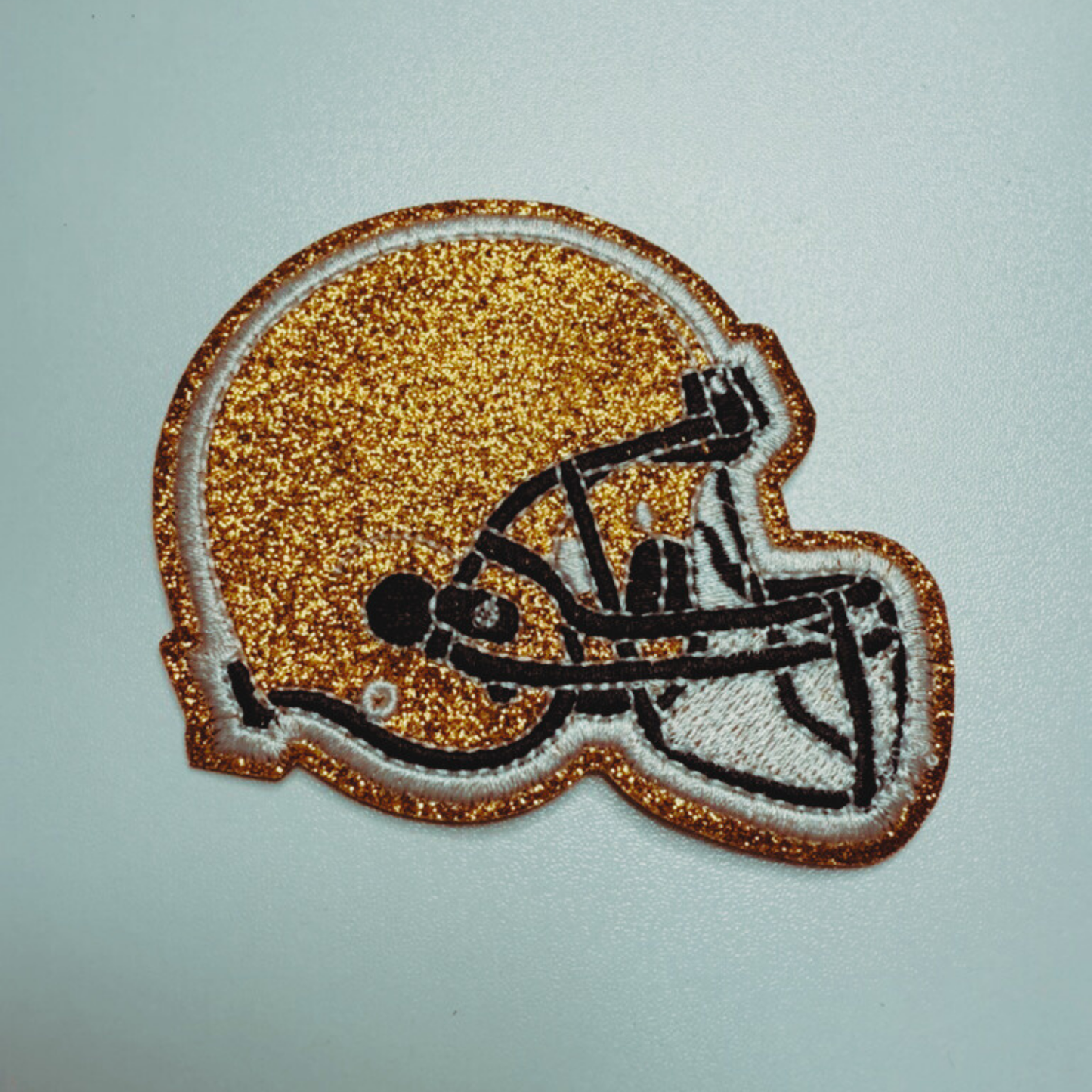 3" Football Helmet in Glittered Embroidered Patch - Hat patch