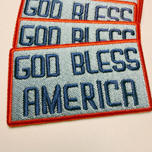 3" GOD BLESS AMERICA -  Embroidered Hat Patch