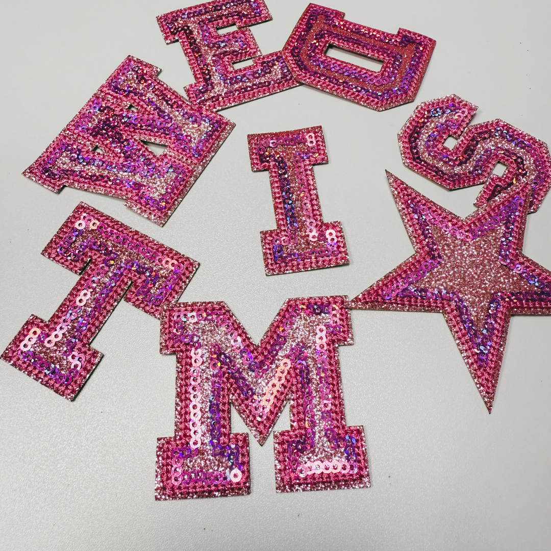 2" Glitter Sequin Letters  -  Embroidered Hat Patch