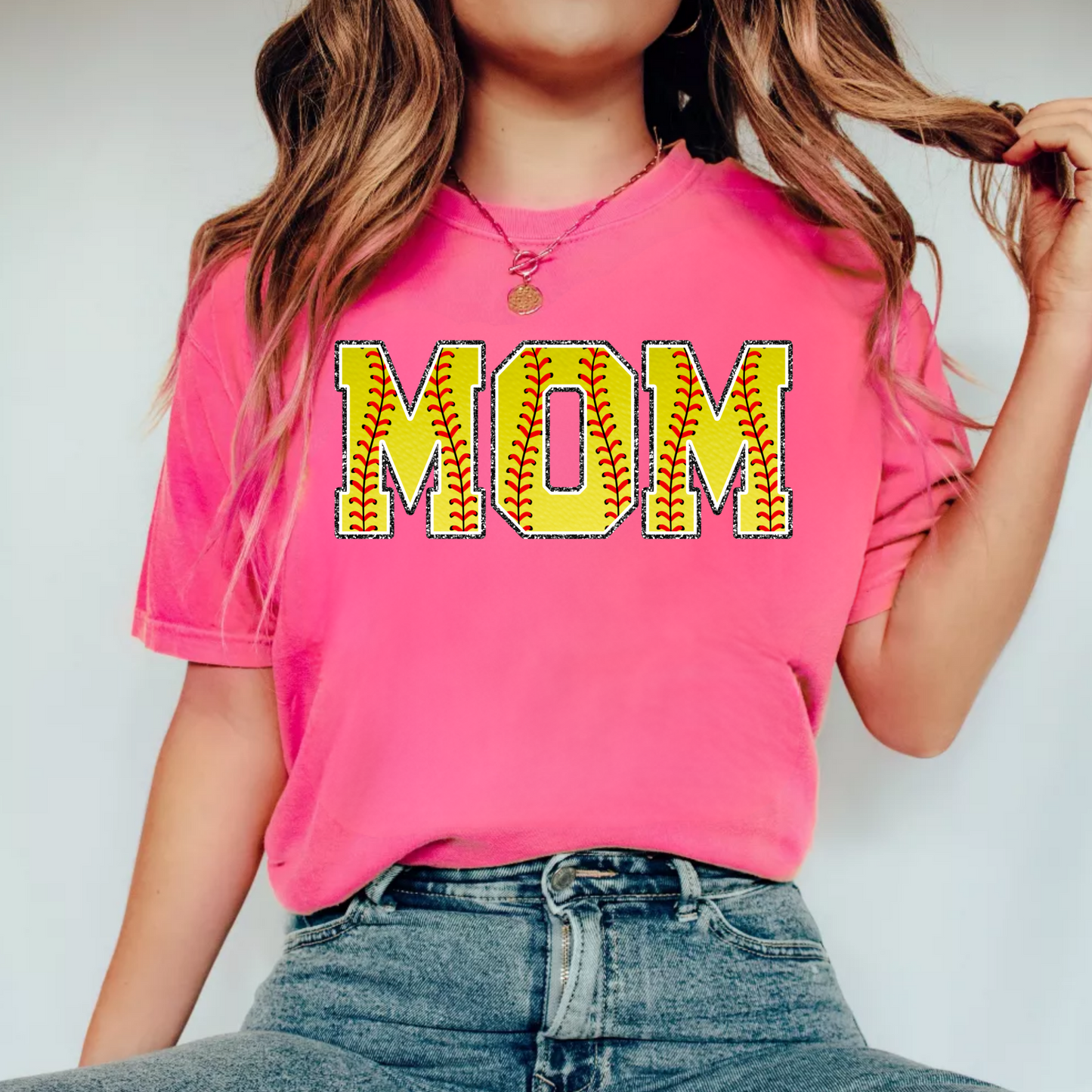 (shirt not included) MOM in Softball font  - Clear Film Transfer