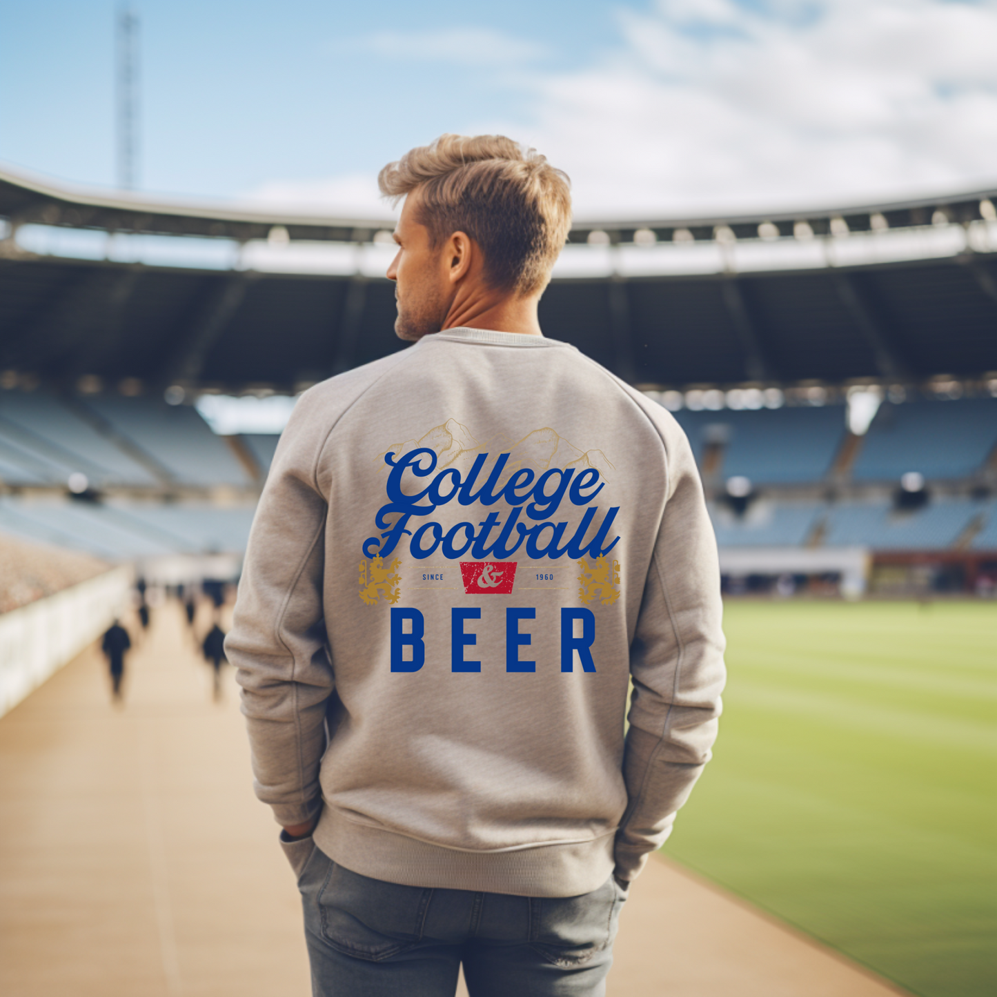 (shirt not included) College Football & Beer - Clear Film Transfer