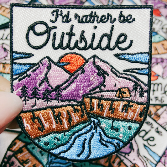 2.5" I'd Rather be OUTSIDE - Embroidered Hat Patch