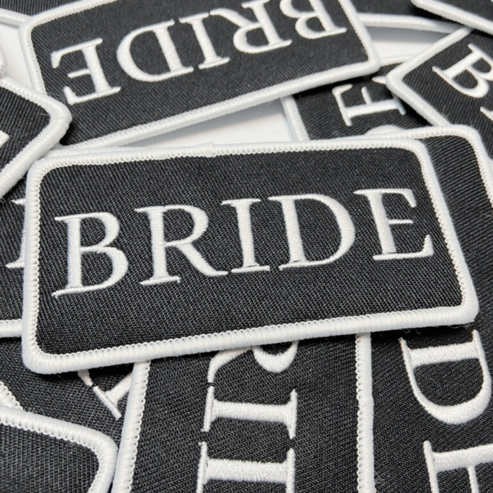 4" Bride - White &amp; Black -  Embroidered Hat Patch