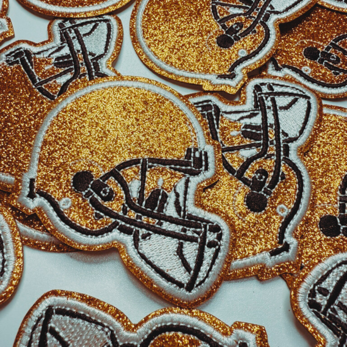 3" Football Helmet in Glittered Embroidered Patch - Hat patch