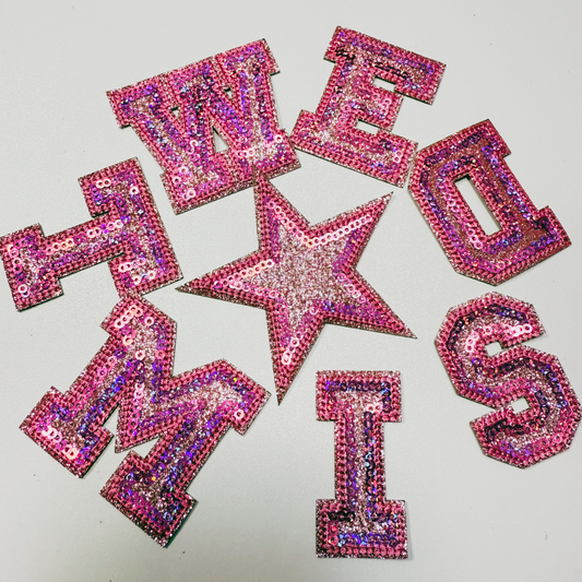 2" Glitter Sequin Letters - Embroidered Hat Patch