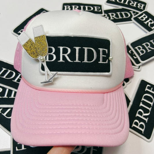4" Bride - White & Black - Embroidered Hat Patch