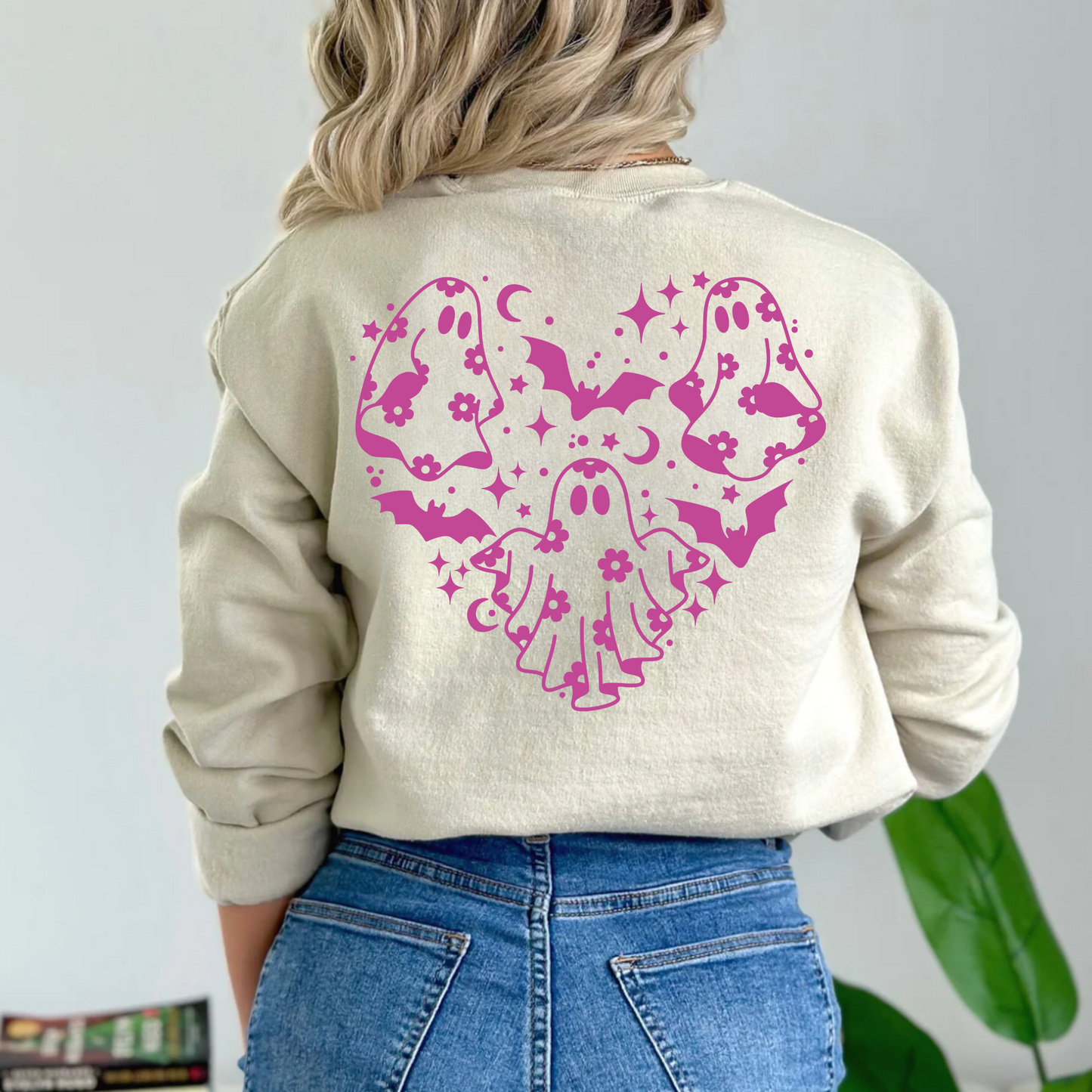 (Shirt not included) Halloween Ghost Heart - PUFF  Transfer