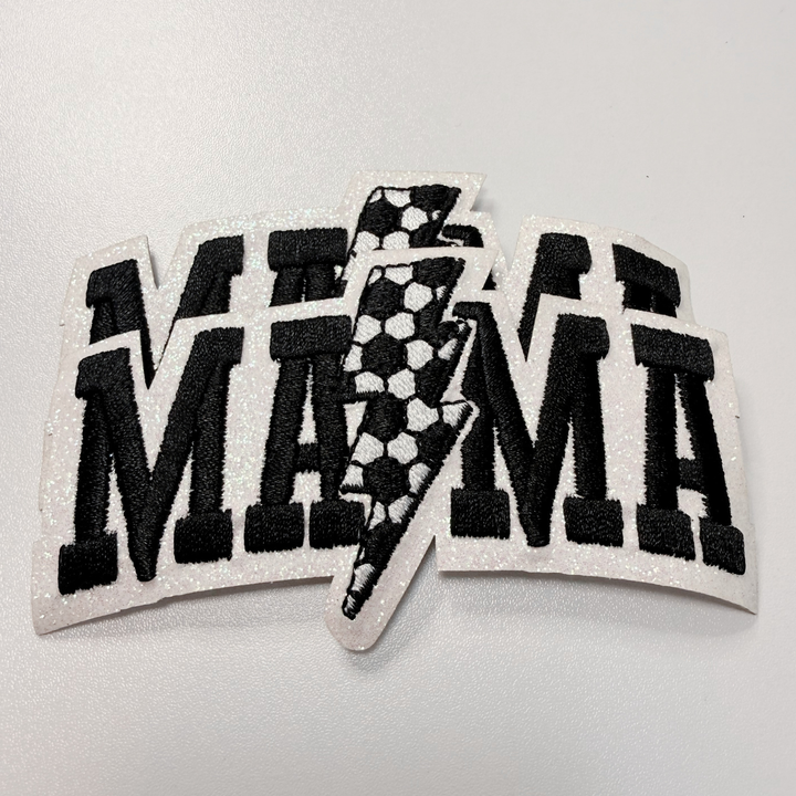 4” Soccer Mama (glitter backing) -  Embroidered Hat Patch