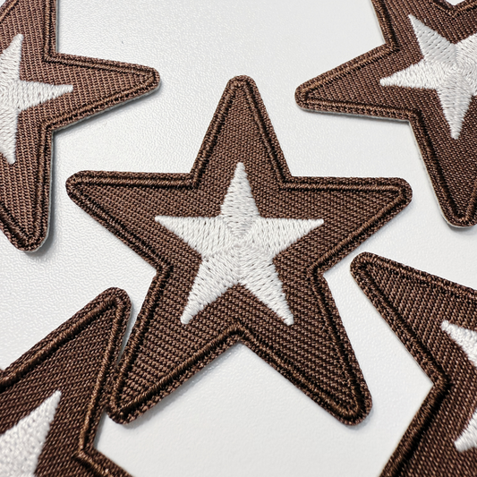 2" Star in Brown -  Embroidered Hat Patch