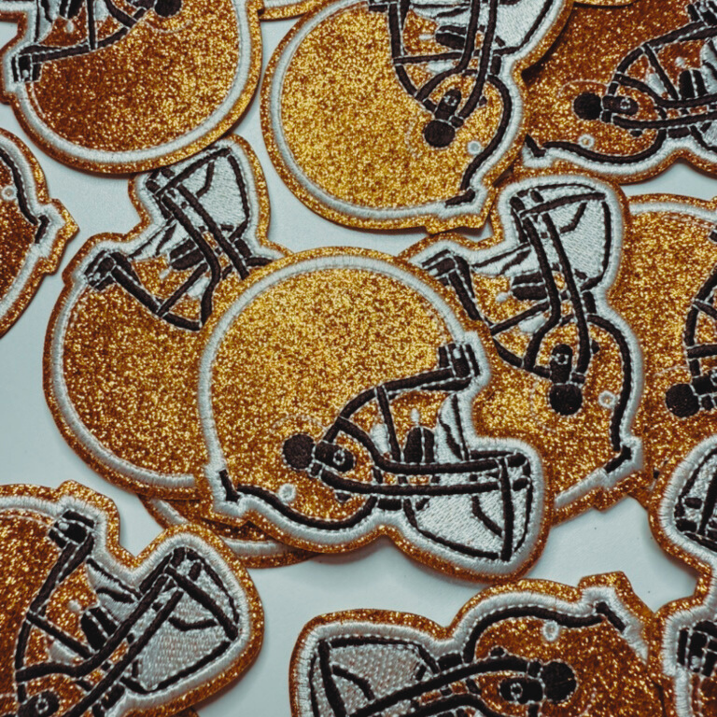 3" Football Helmet in Glittered Embroidered Patch - Hat patch