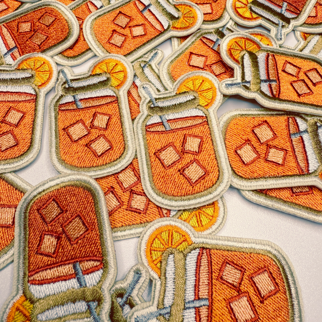 2" Iced Tea - Orange - Embroidered Hat Patch
