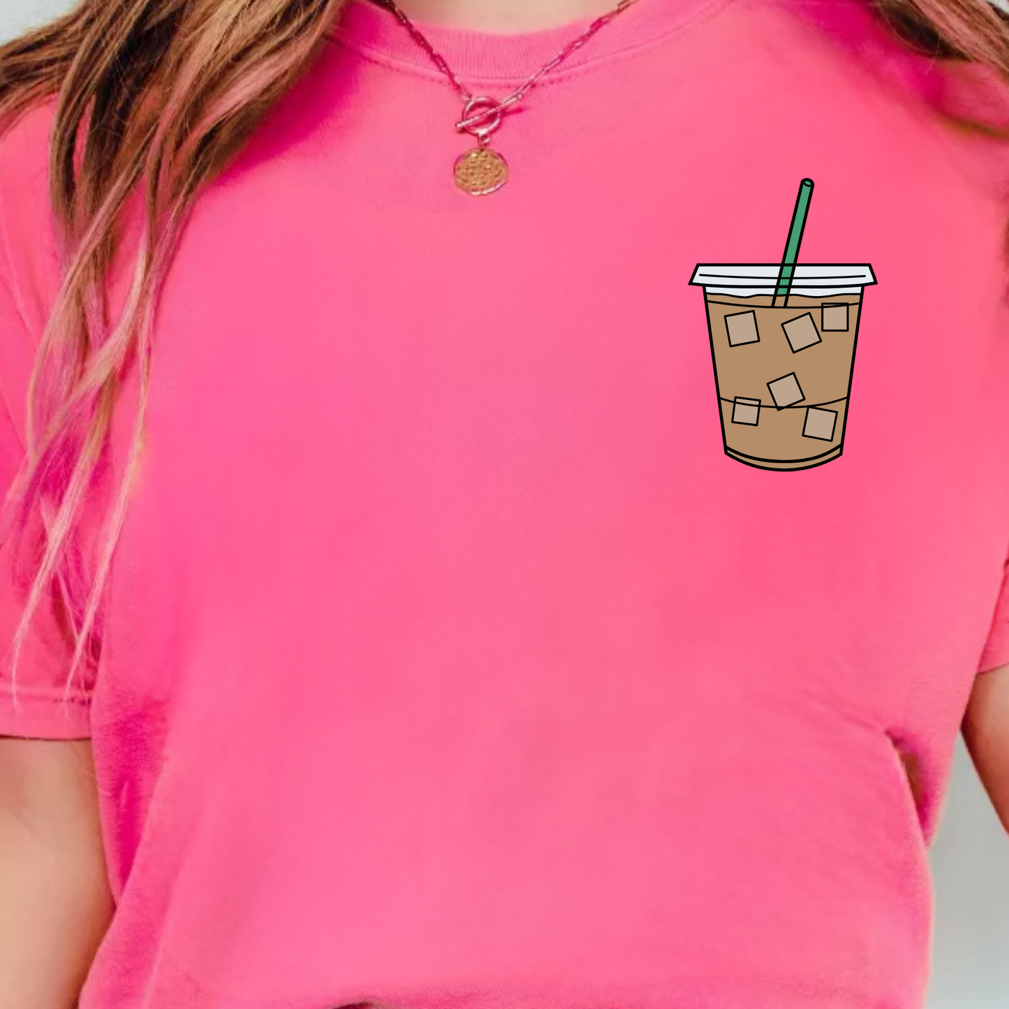 (Shirt not included) Iced Coffee POCKET - Clear Film Transfer