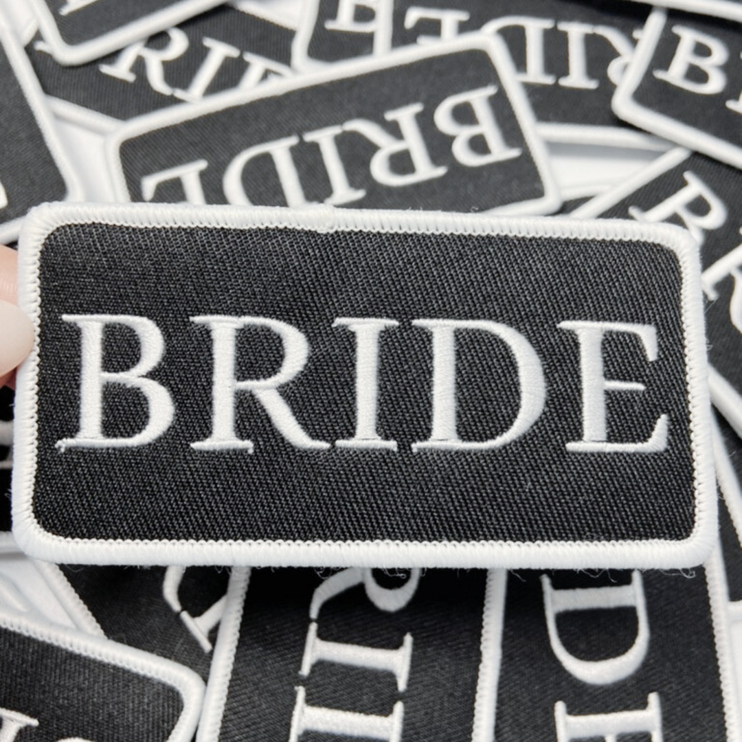 4" Bride - White &amp; Black -  Embroidered Hat Patch